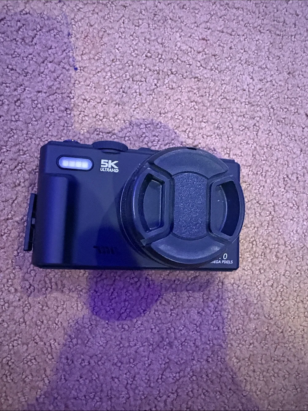 5K Ultra HD Black Compact Digital Camera with Lens Cap